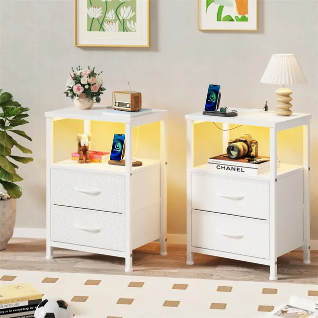 GYIIYUO a pair of white nightstands — official product image