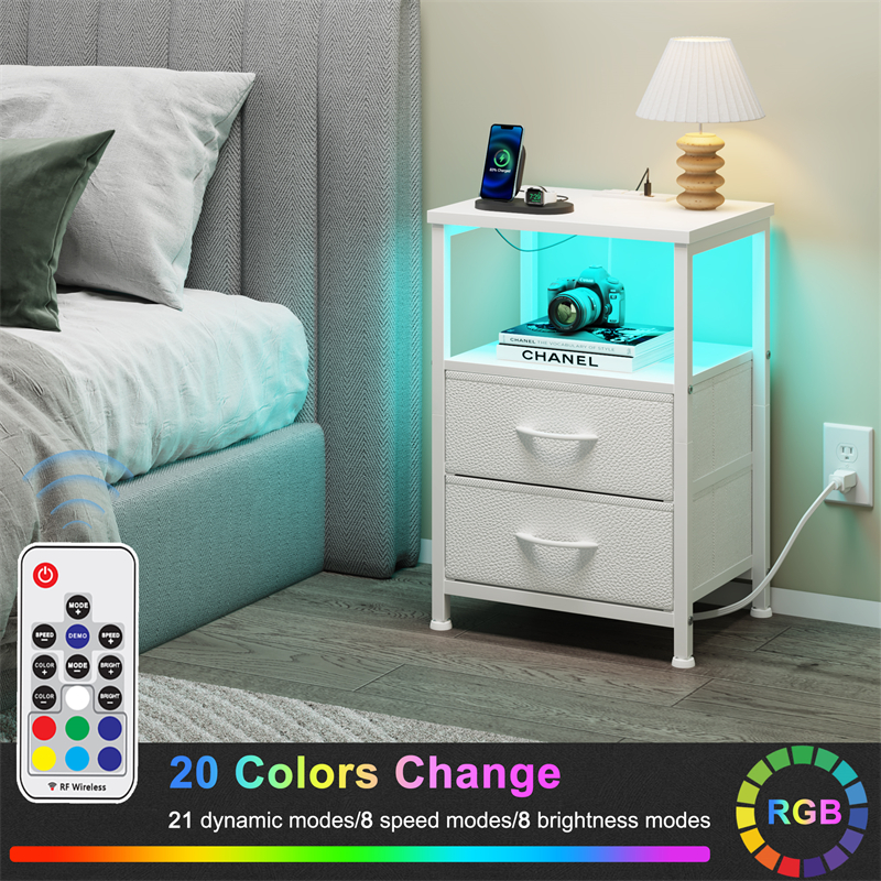 NS017_ Double-drawer two-layer bedside table, white — image 6
