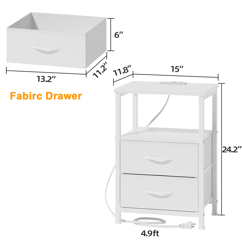 NS017_ Double-drawer two-layer bedside table, white — image 4
