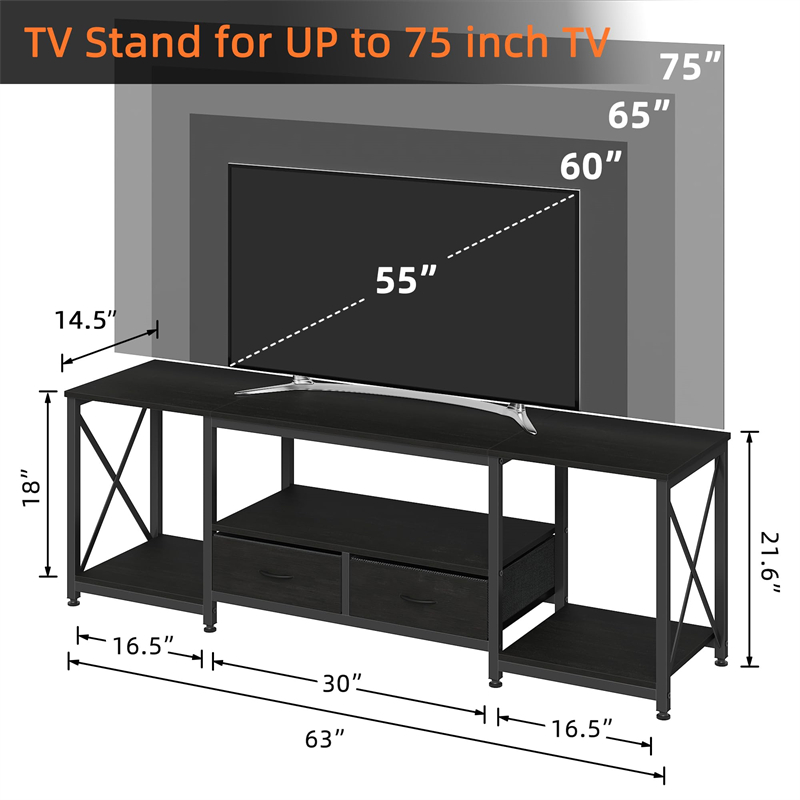 TVS002 TV cabinet 63 inches Black — image 2