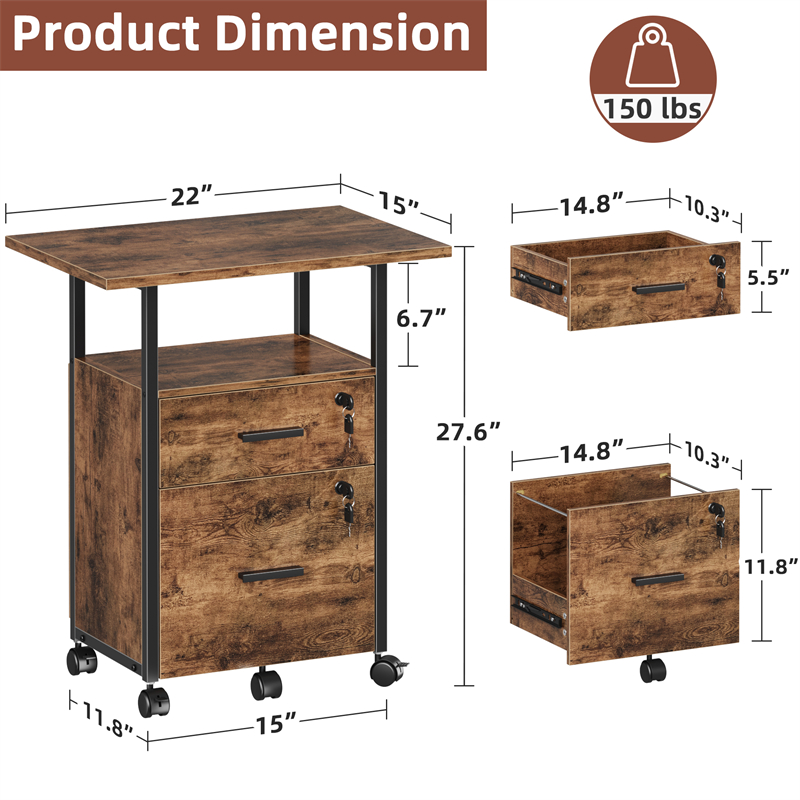 FC013 Locked Filing Cabinet - Tiger Wood — image 6